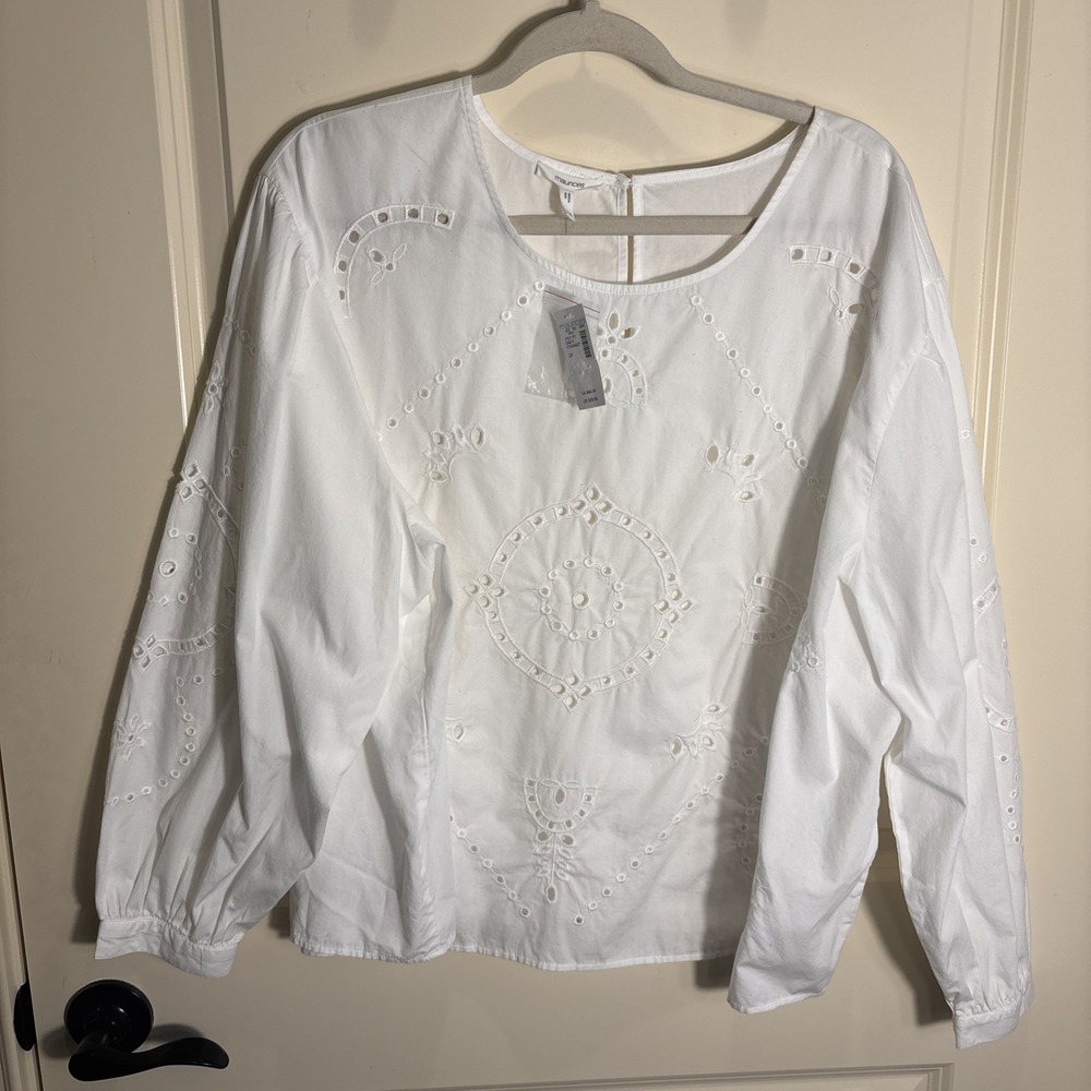 NWT Bright White Eyelet 3/4 Sleeve Top Size 2X Maurices‎ Shirt Coastal Beach